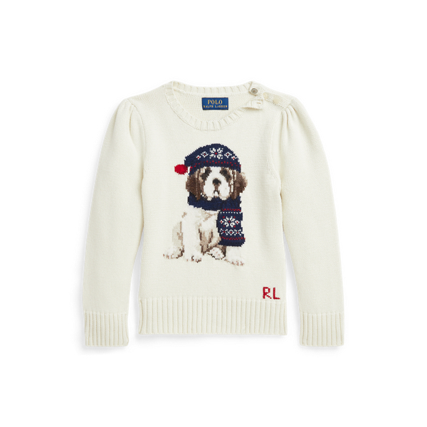 Dog Crewneck Sweater for Girls Ralph Lauren PT