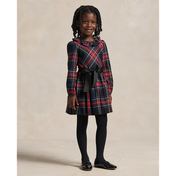 Black Red Multi Plaid Cotton Sateen Dress Girls 1.5-6.5 Years 1