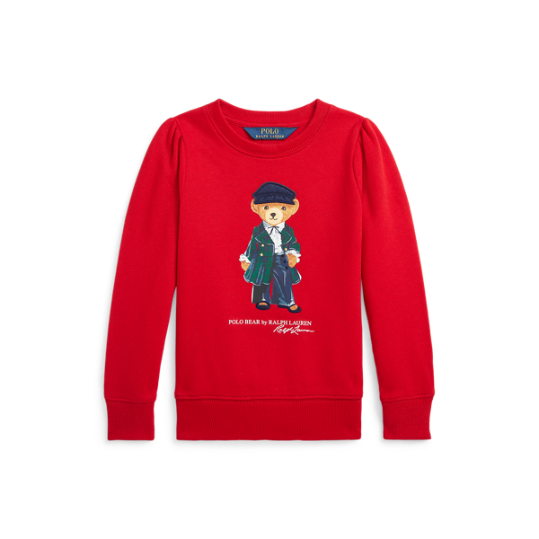 Rl 2000 Red Polo Bear Fleece Sweatshirt Girls 2-6x 1