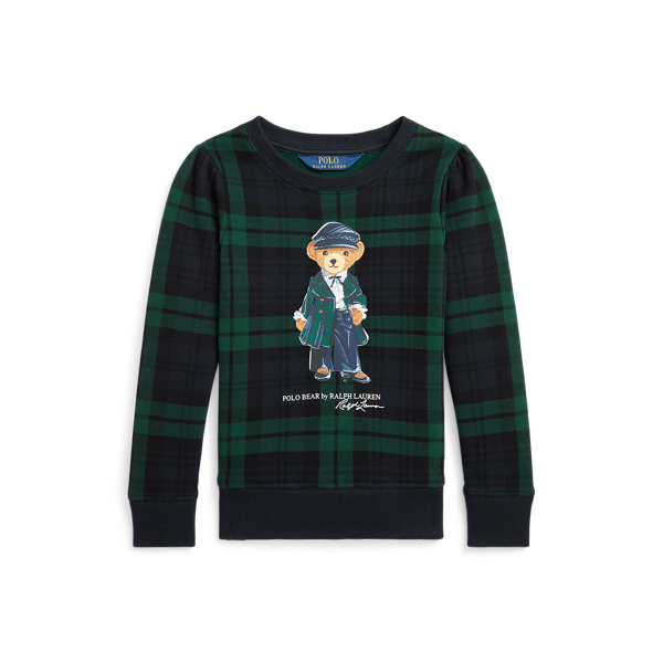 Blackwatch Plaid Polo Bear Fleece Sweatshirt Girls 2-6x 1