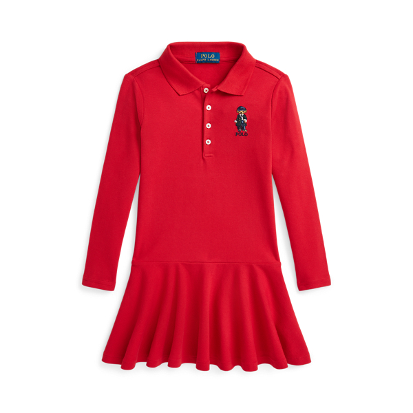 Rl 2000 Red Polo Bear Stretch Mesh Polo Dress Girls 2-6x 1