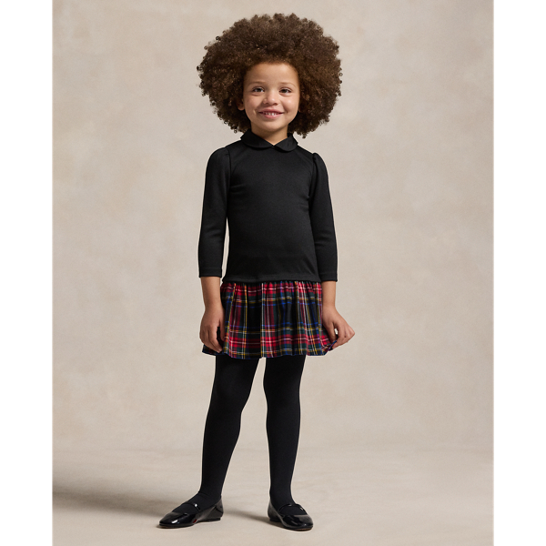 Polo Black Plaid-Skirt Ponte Dress Girls 2-6x 1