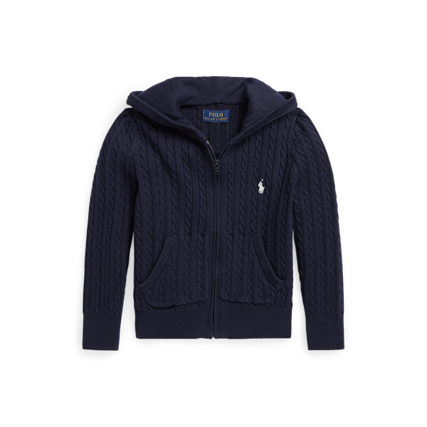 Mini-Cable Cotton Full-Zip Hoodie Girls 1.5-6.5 Years 1