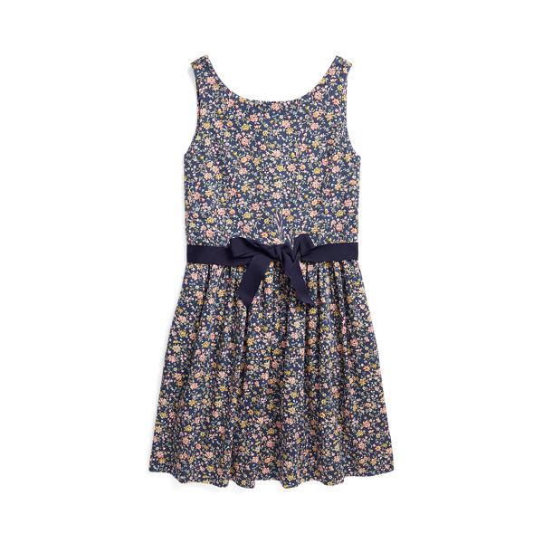 Vestido de sat&eacute;n de algod&oacute;n con flores