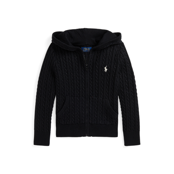 Polo Black/Metallic Black Metallic Cotton-Blend Full-Zip Sweater Girls 2-6x 1