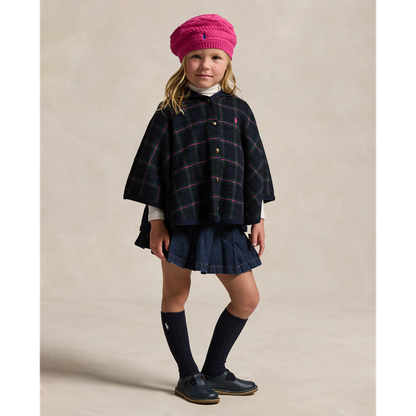 Plaid Wool Hooded Poncho