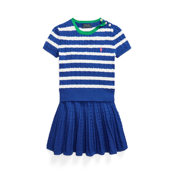 Striped Cotton Sweater & Skirt Set