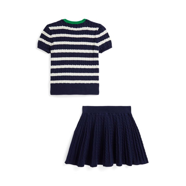 Ensemble pull et jupe rayés en coton