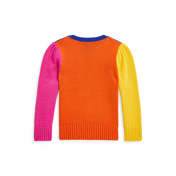 Color-Blocked Polo Bear Cotton Sweater