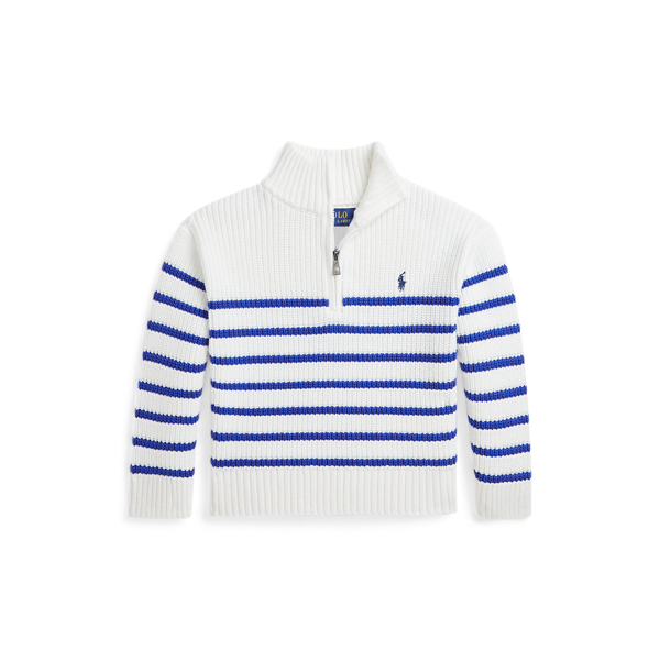 Striped Cotton Quarter-Zip Sweater