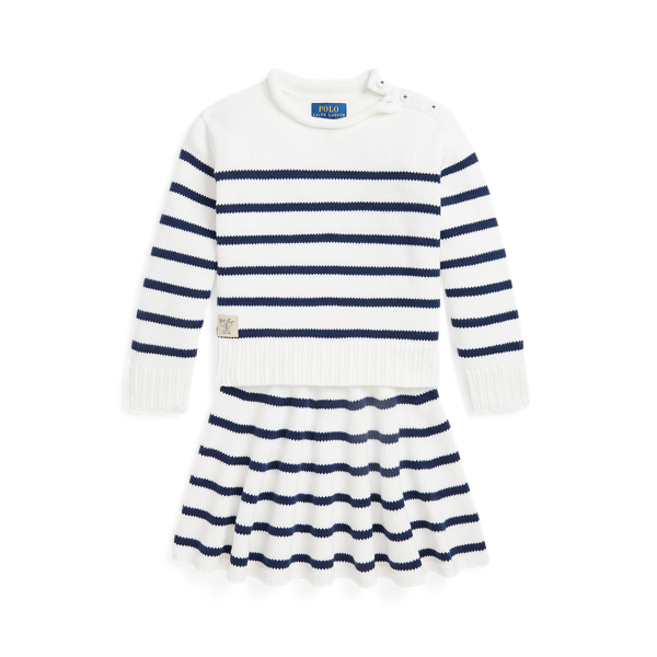 Striped Cotton Sweater & Skirt Set