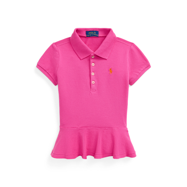 Stretch Mesh Peplum Polo Shirt