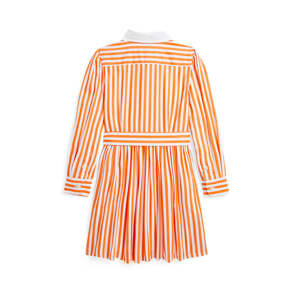 Orange White Striped Cotton Poplin Shirtdress Girls 1.5-6.5 Years 2