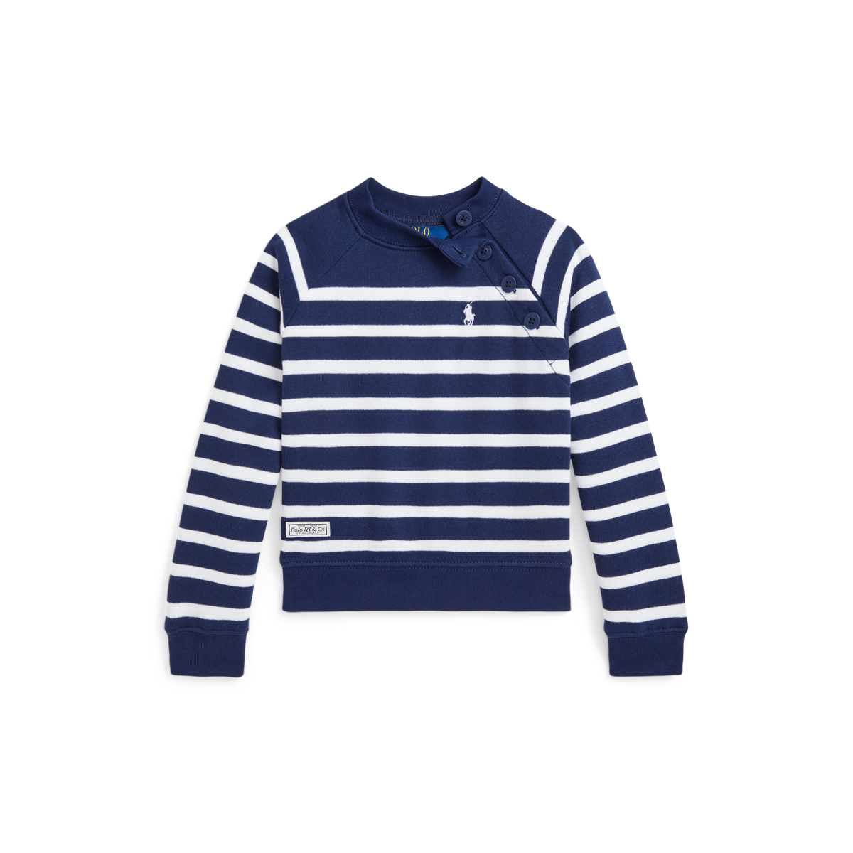 ずっと気になってた Lauren Ralph Lauren モックネックトレーナーXL 腕ストライプ トップス