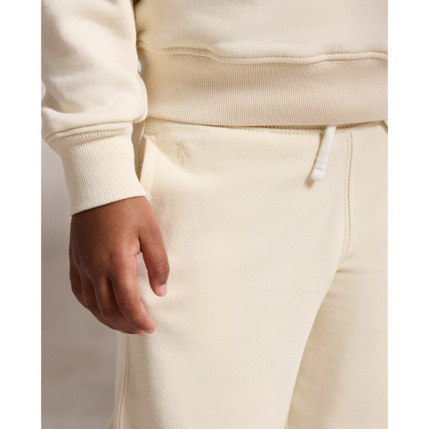 Детские брюки Ralph Lauren French Terry Wide-Leg Sweatpant, цвет: Кремовый — фото 3
