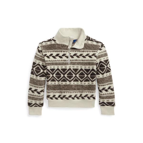 Fair Isle fleece trui met kwartrits