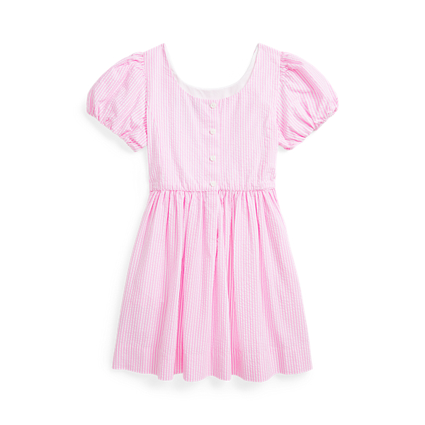 Laguna Pink/white Striped Cotton Seersucker Dress Girls 1.5-6.5 Years 2