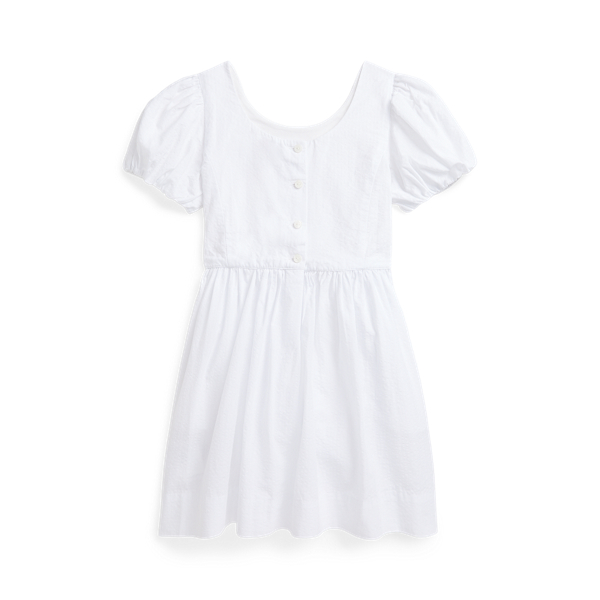 White Cotton Seersucker Dress Girls 1.5-6.5 Years 3