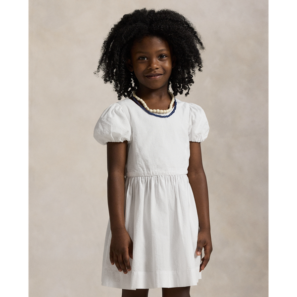 White Cotton Seersucker Dress Girls 1.5-6.5 Years 4