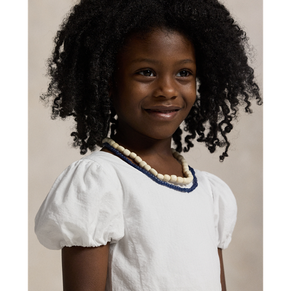 White Cotton Seersucker Dress Girls 1.5-6.5 Years 5