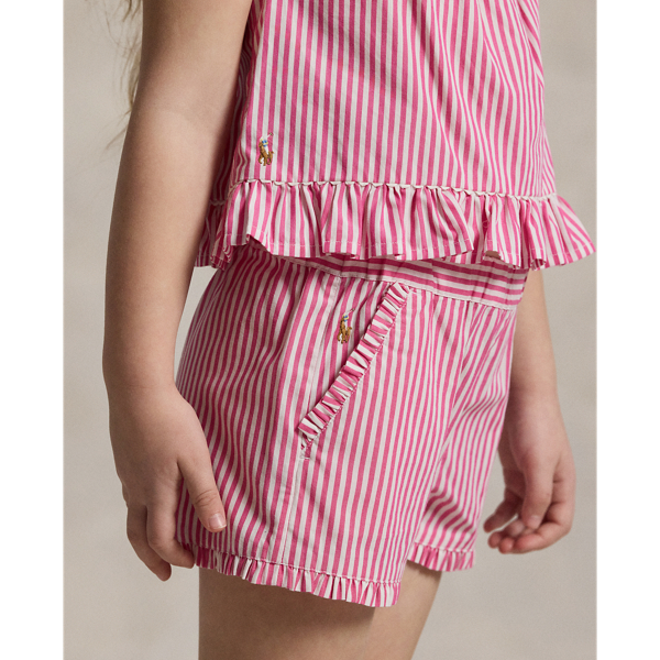 Pink White Striped Ruffled Cotton Top Girls 1.5-6.5 Years 5