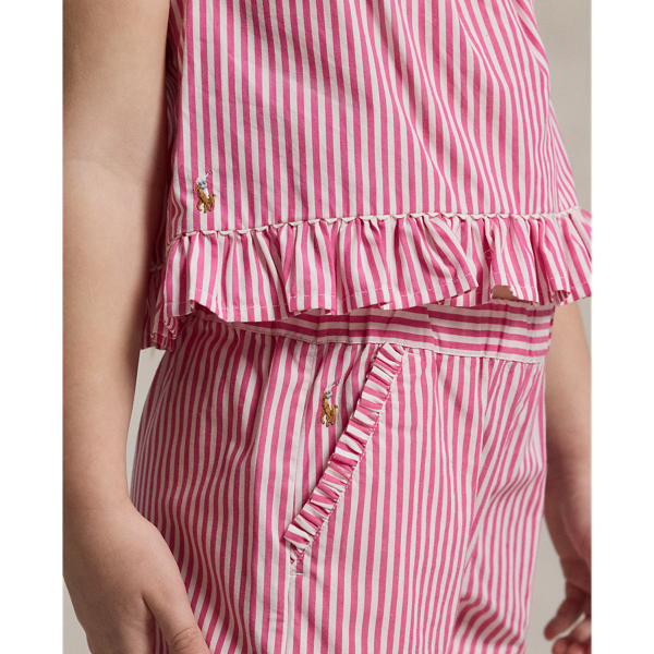 Pink/White Striped Ruffled Cotton Short Girls 1.5-6.5 Years 5
