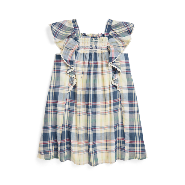 Plaid Smocked Cotton Madras Dress