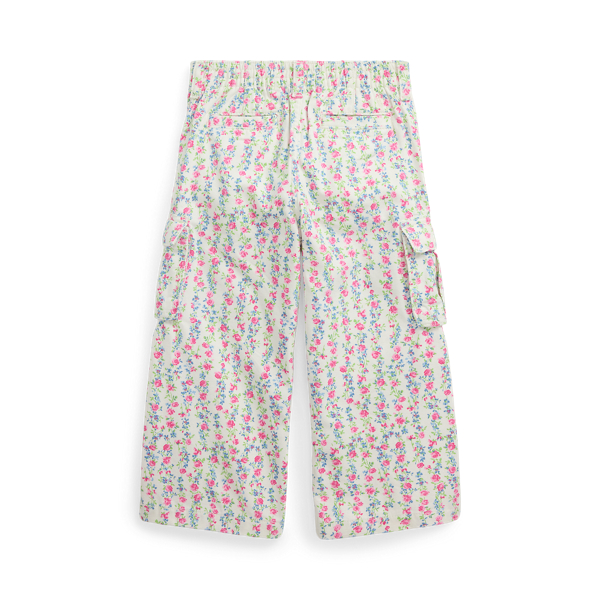 Floral Canvas Wide-Leg Cargo Pant