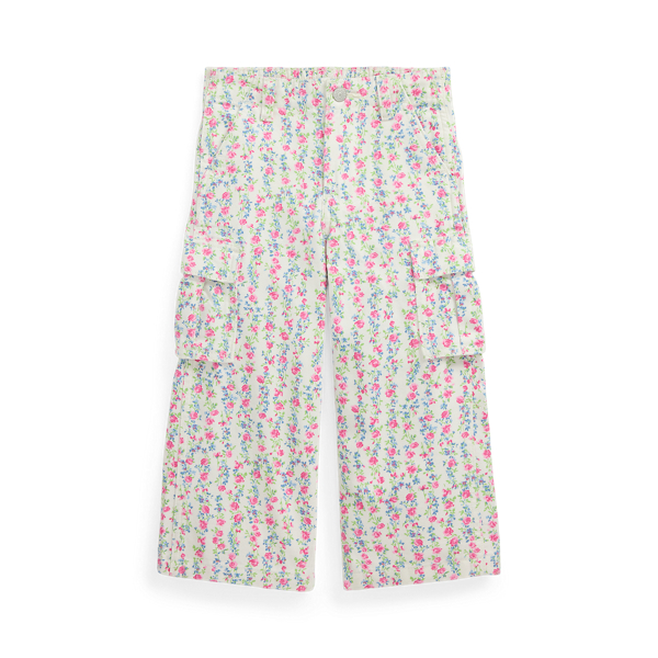 Floral Canvas Wide-Leg Cargo Pant