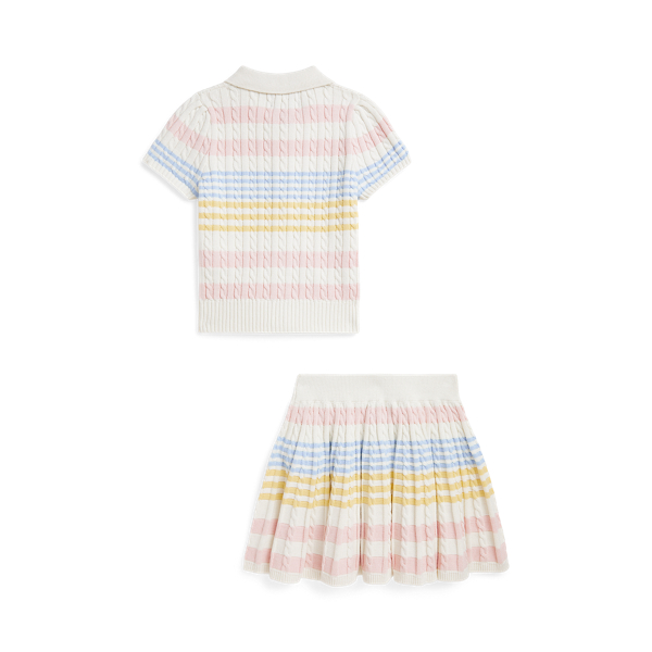Nevis Multi Stripe Striped Cotton Cardigan &amp; Skirt Set Girls 1.5-6.5 Years 3