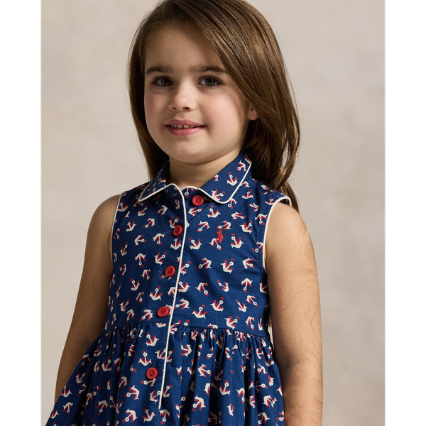 Anchor-Print Cotton Shirtdress
