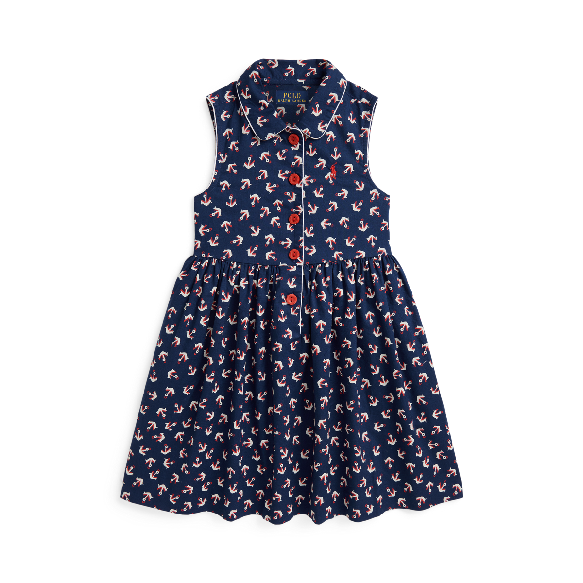 優雅な印象*LAUREN RALPH LAUREN*アンカープリント シャツドレス LAUREN RALPH シャツワンピース アンカープリント ベルテッド