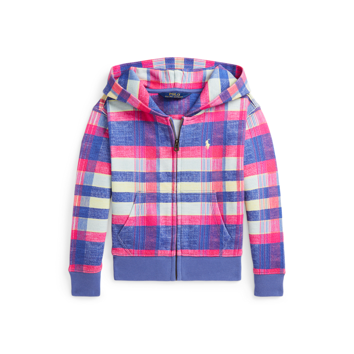Polo Ralph Laurenパッチワークチェックジップフリースフーディ Polo Ralph Laurenパッチワークチェックジップフリースフーディ