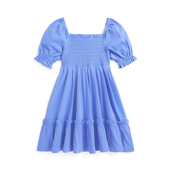 Harbour Island Blue/Oasis Smocked Cotton Jersey Dress Girls 1.5-6.5 Years 3