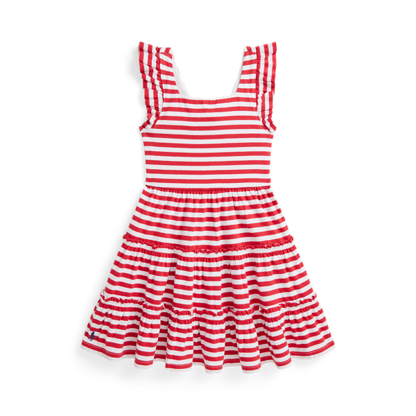 Striped Ruffled Cotton Jersey Dress