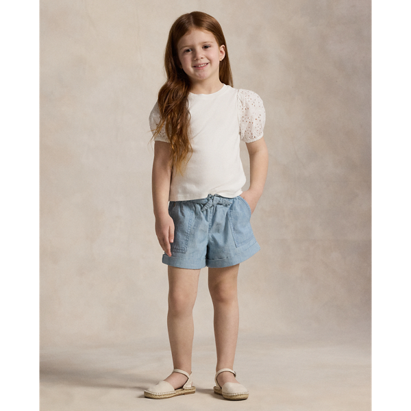 Cotton-Modal Eyelet-Sleeve Top