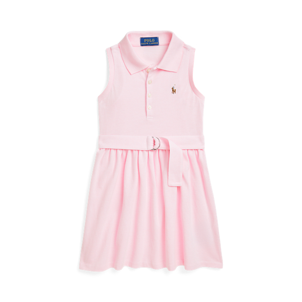 Carmel Pink Belted Knit Oxford Polo Dress Girls 2-6x 1