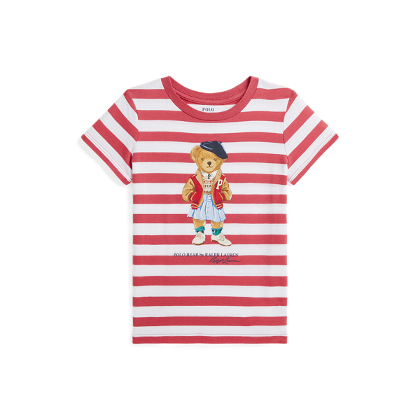 T-shirt de algod&atilde;o &agrave;s riscas Polo Bear