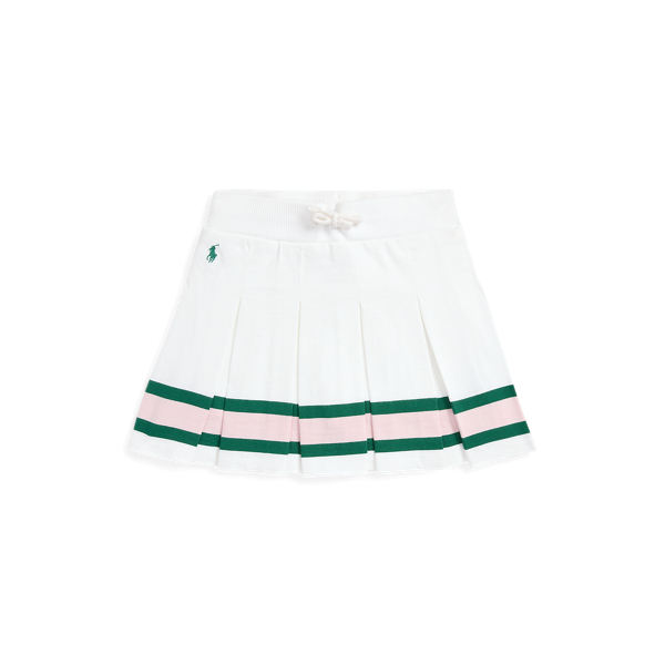 Skort in jersey a pieghe con righe