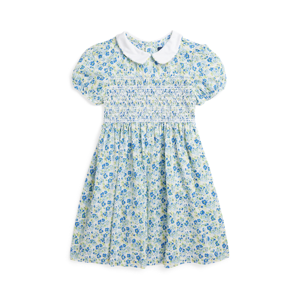 Floral Smocked Cotton Seersucker Dress
