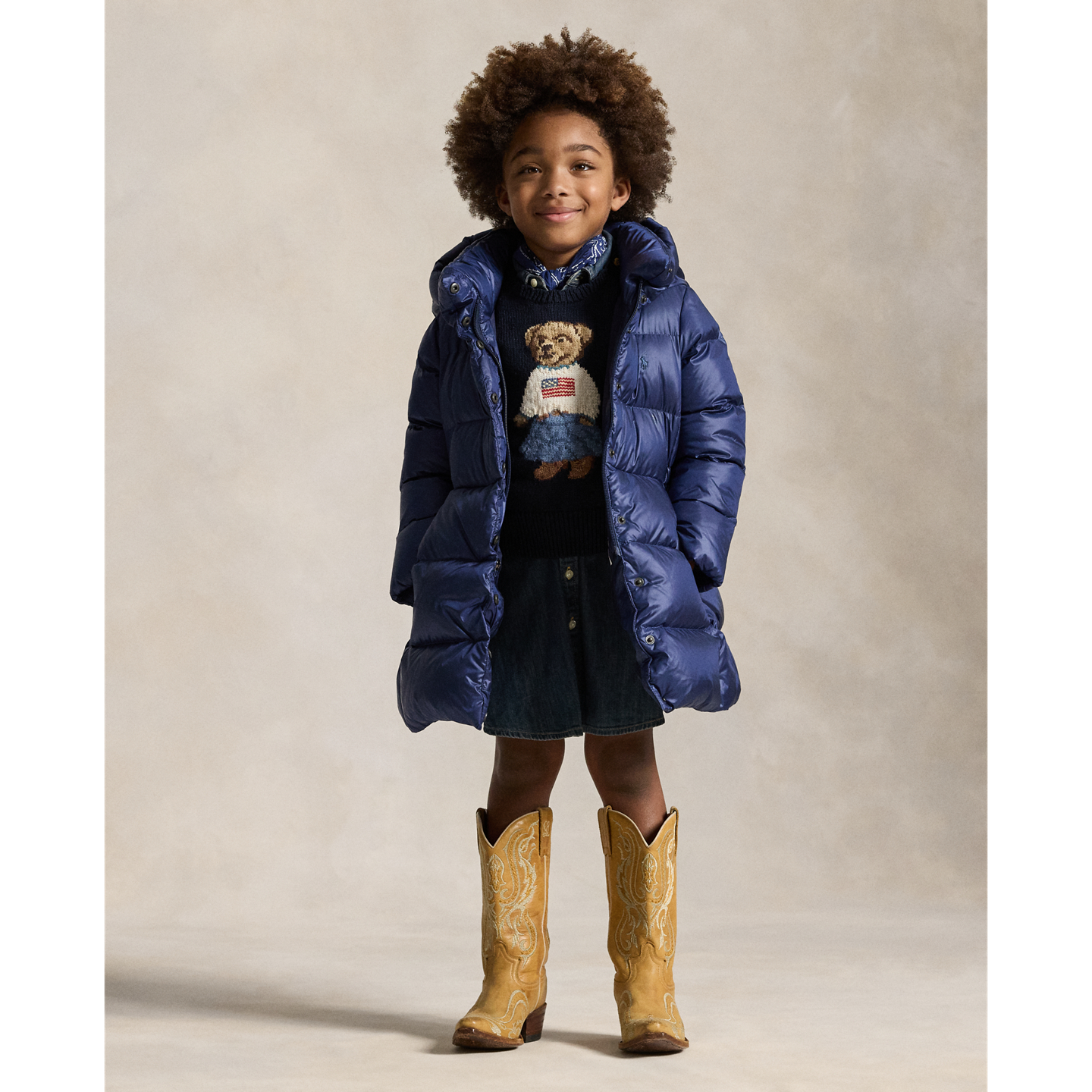 Детская куртка Ralph Lauren Down Hooded Long, цвет: Тёмно-синий — фото 4