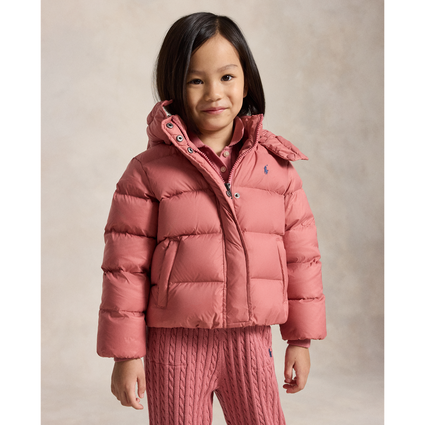 Детская куртка Ralph Lauren Down Hooded, цвет: Холщовый розовый — фото 4