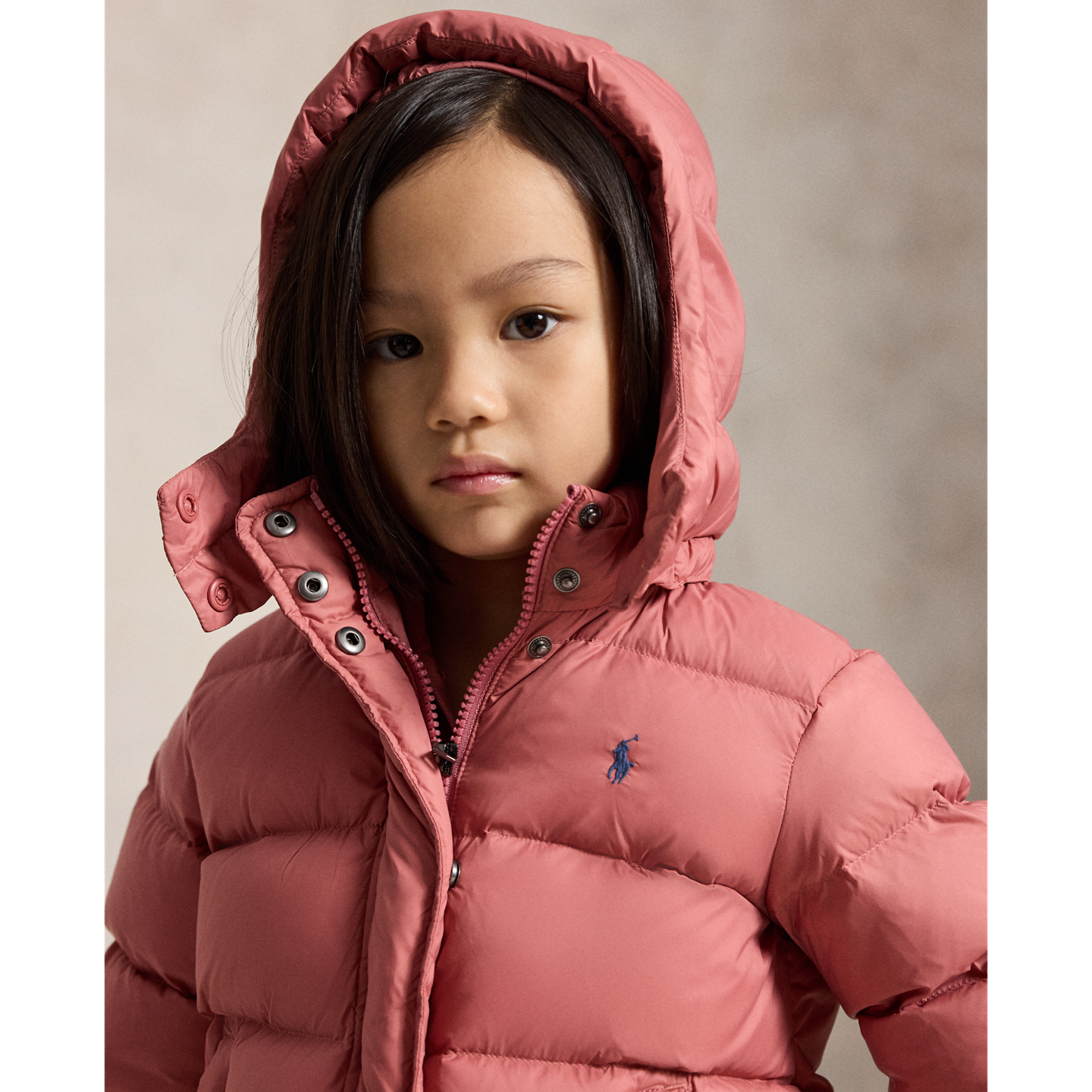 Детская куртка Ralph Lauren Down Hooded, цвет: Холщовый розовый — фото 3