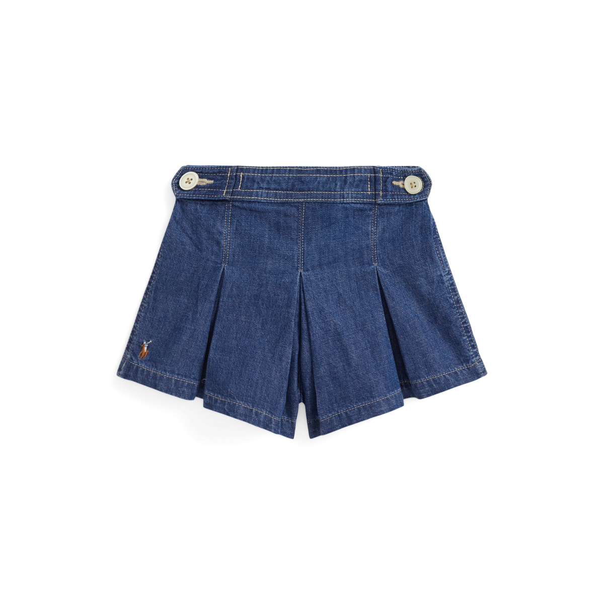 Ralph Lauren☆ポニー 刺繍 ロゴ インディゴ デニム ショート プリーテッド インディゴ デニム ショートパンツ | ラルフ