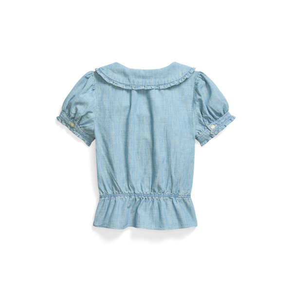 Indigo Cotton Chambray Peplum Top