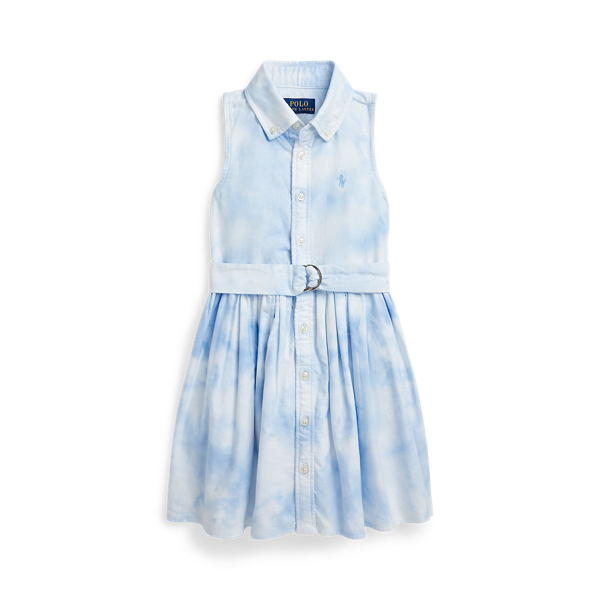 Belted Tie-Dye-Print Cotton Shirtdress 