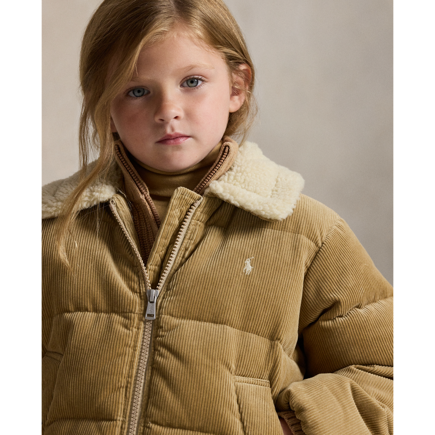 Детская куртка Ralph Lauren Cotton Corduroy Down, цвет: Винтажный хаки — фото 3