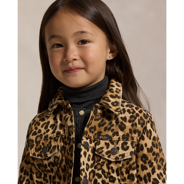 Leopard-Print Denim Trucker Jacket
