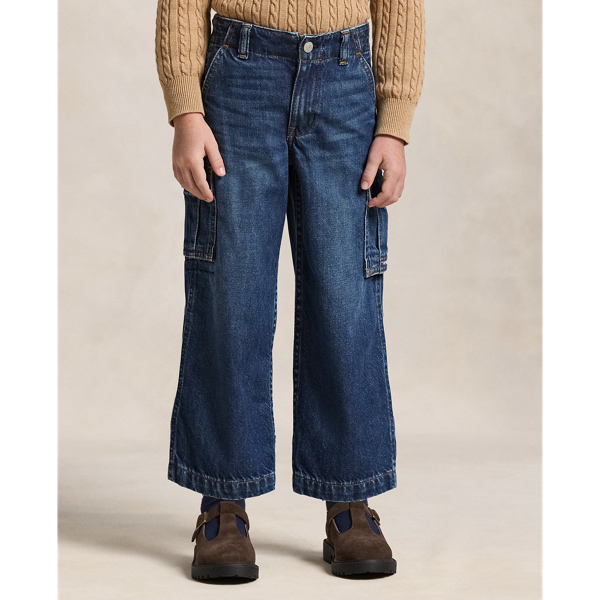 Wide-Leg Indigo Cargo Jean