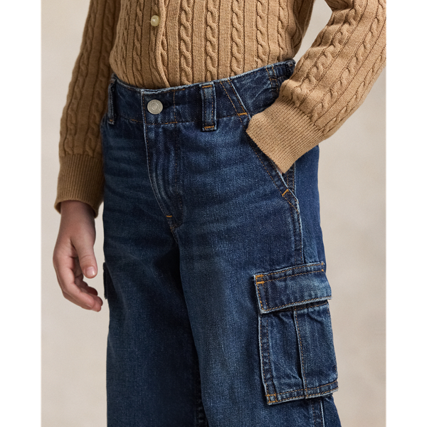 Wide-Leg Indigo Cargo Jean